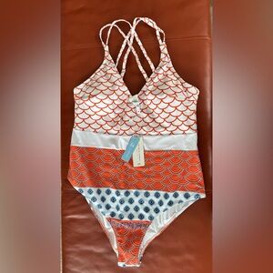 Cupshe One Piece Swimsuit - Red and Blue